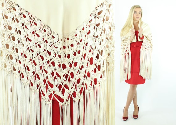 40's Ivory Piano Scarf - image 1