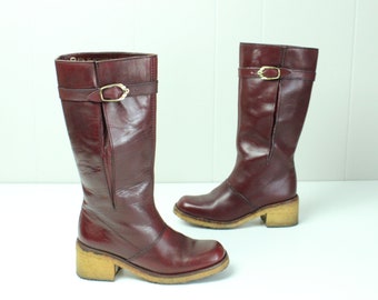 70's Etienne Aigner Burgundy Leather Boots 5 1/2 5.5