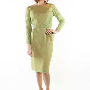 60's Green Party Dress Medium M image 2