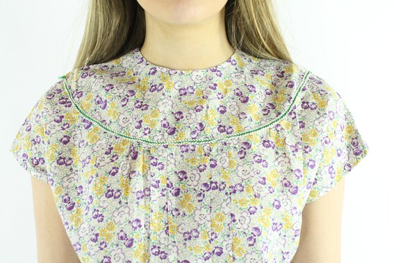 50's Cotton Floral Blouse Small S Medium M - image 6