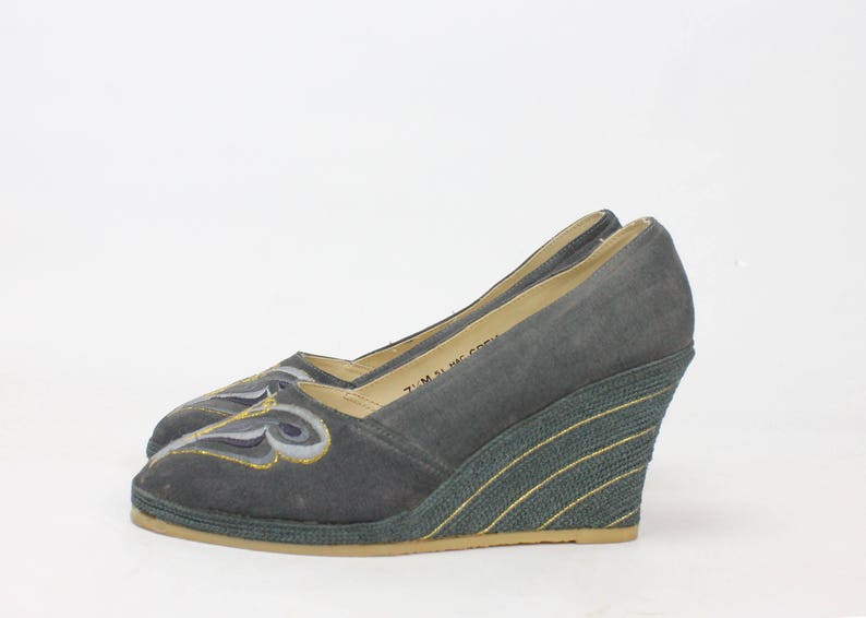 70's Blue Butterfly Wedges Vintage 1970's Women's | Etsy