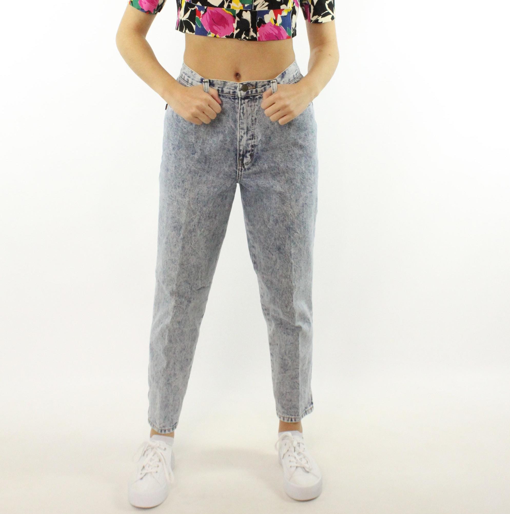 Stone Washed High Rise Jeans Medium - Etsy