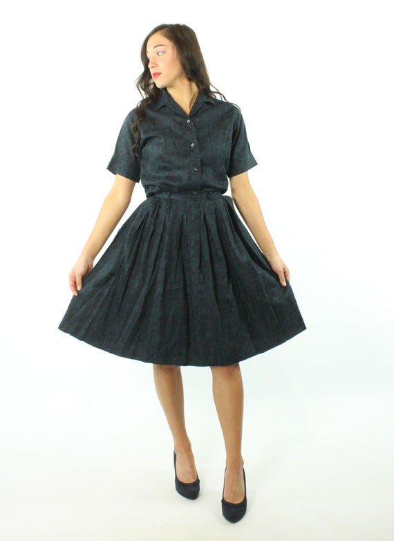 50's Full Skirt Short Sleeve Blouse Set Vintage 1… - image 2