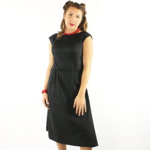 50&#39;s Black Short Sleeve Dress Large L