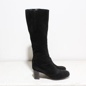 Vintage 60&#39;s Black Suede Boots 6 1/2
