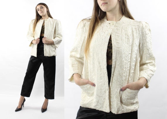 40's Quilted Bed Jacket Vintage 1940's Medium M