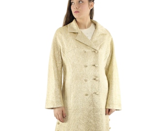 60s Gold Cocktail Party Coat Medium M