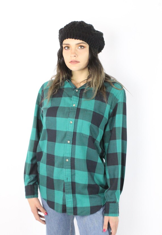 90's Oversize Plaid Shirt Vintage 1990's Large L - image 3