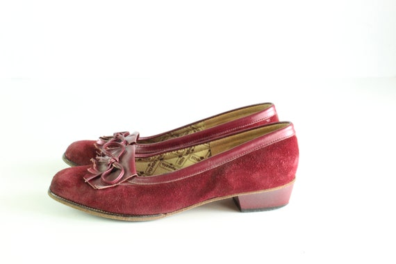 60's Maroon Suede Flats 7 Vintage - image 2