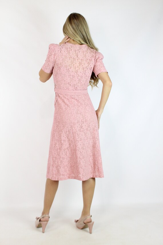 40s Rose Lace DressMedium M - image 6