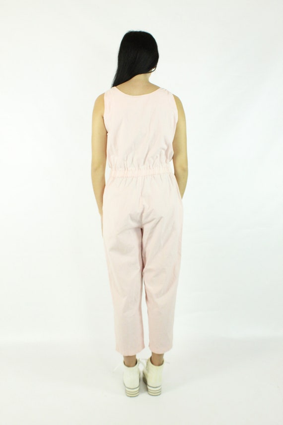 80's Pink Cotton Jumpsuit Medium M - image 5