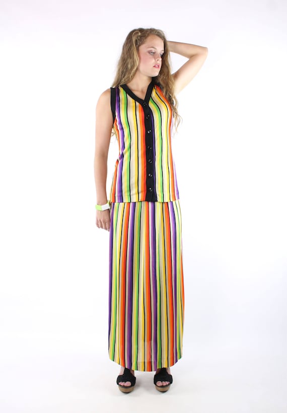 70's Maxi Skirt Vest Set Small S - image 2