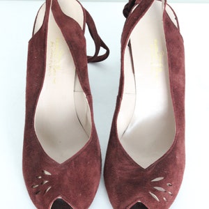 Burgundy Suede Lace Up Pumps 7 image 5