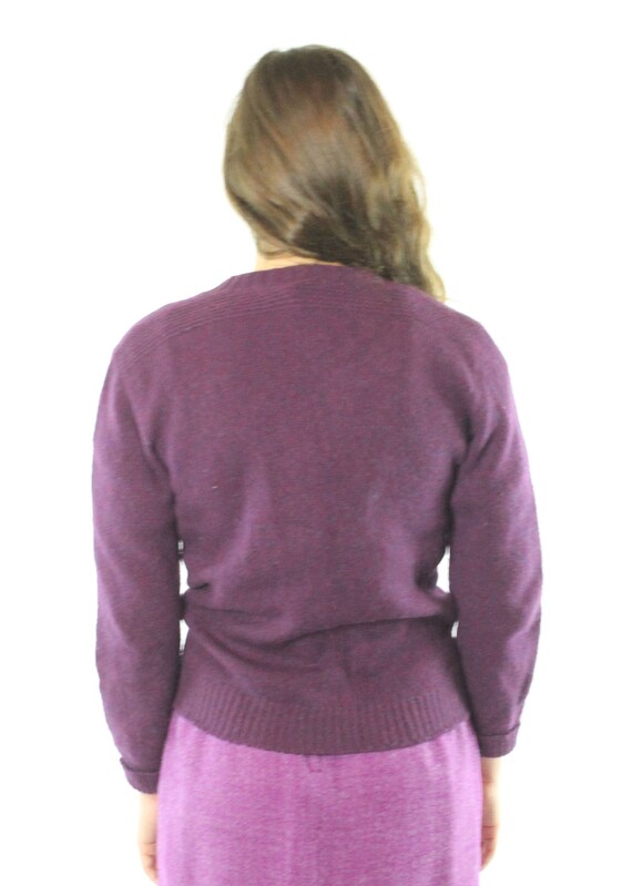 Plum Cardigan Sweater Wool Small - image 5