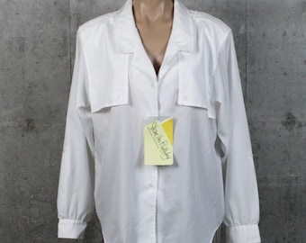 80's White DVF Blouse Diane Von Furstenberg X-Large XL