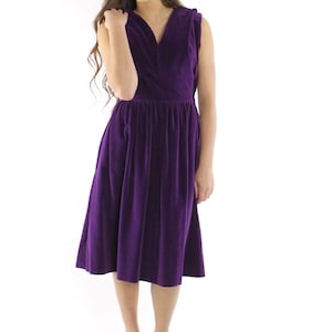 50's Purple Velvet Dress Small S image 2