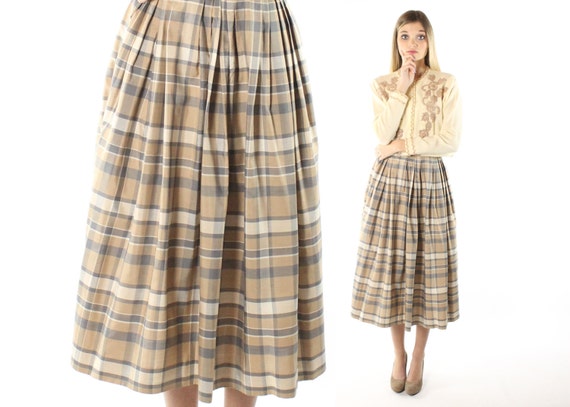 50's Plaid Pleated Skirt Medium M - image 1