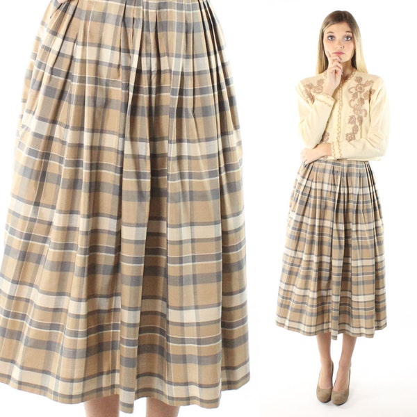 50's Plaid Pleated Skirt Medium M