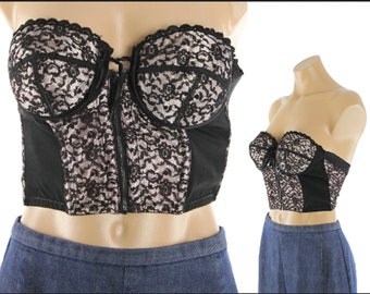 Vintage 50's Lace Bustier Low Back 36A