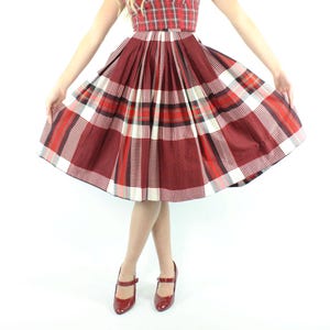 Gonna scozzese rossa vintage anni &#39;50, taglia piccola S