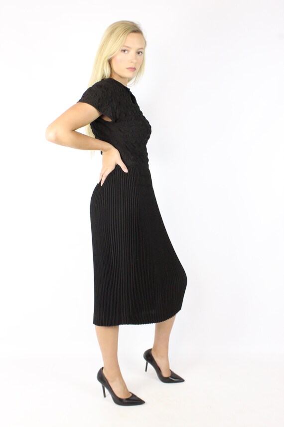 50's Black Wiggle Dress Vintage 1950's Small S - image 4