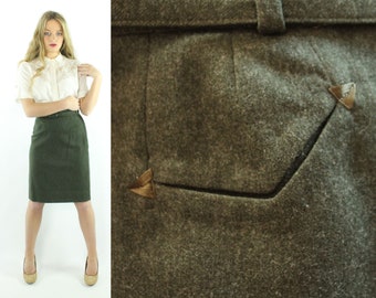 50s Olive Green Pencil Skirt X-Small XS