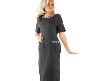 50's Gray Wiggle Dress Small S