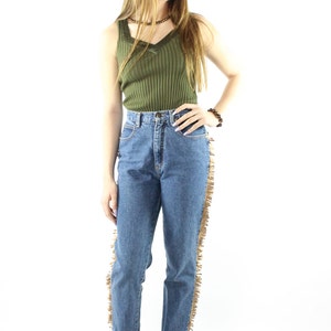 80er Jahre Fringe Denim Jeans Medium M