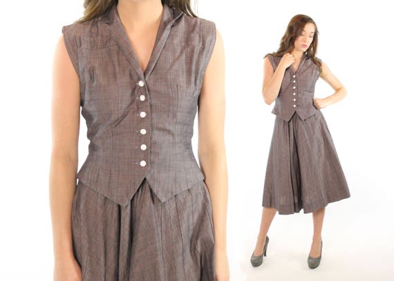 1950s Full Skirt Blouse Set Vintage 1950s Small S