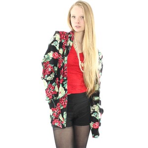 Vintage 80&#39;s Floral Blazer Jacket Medium M