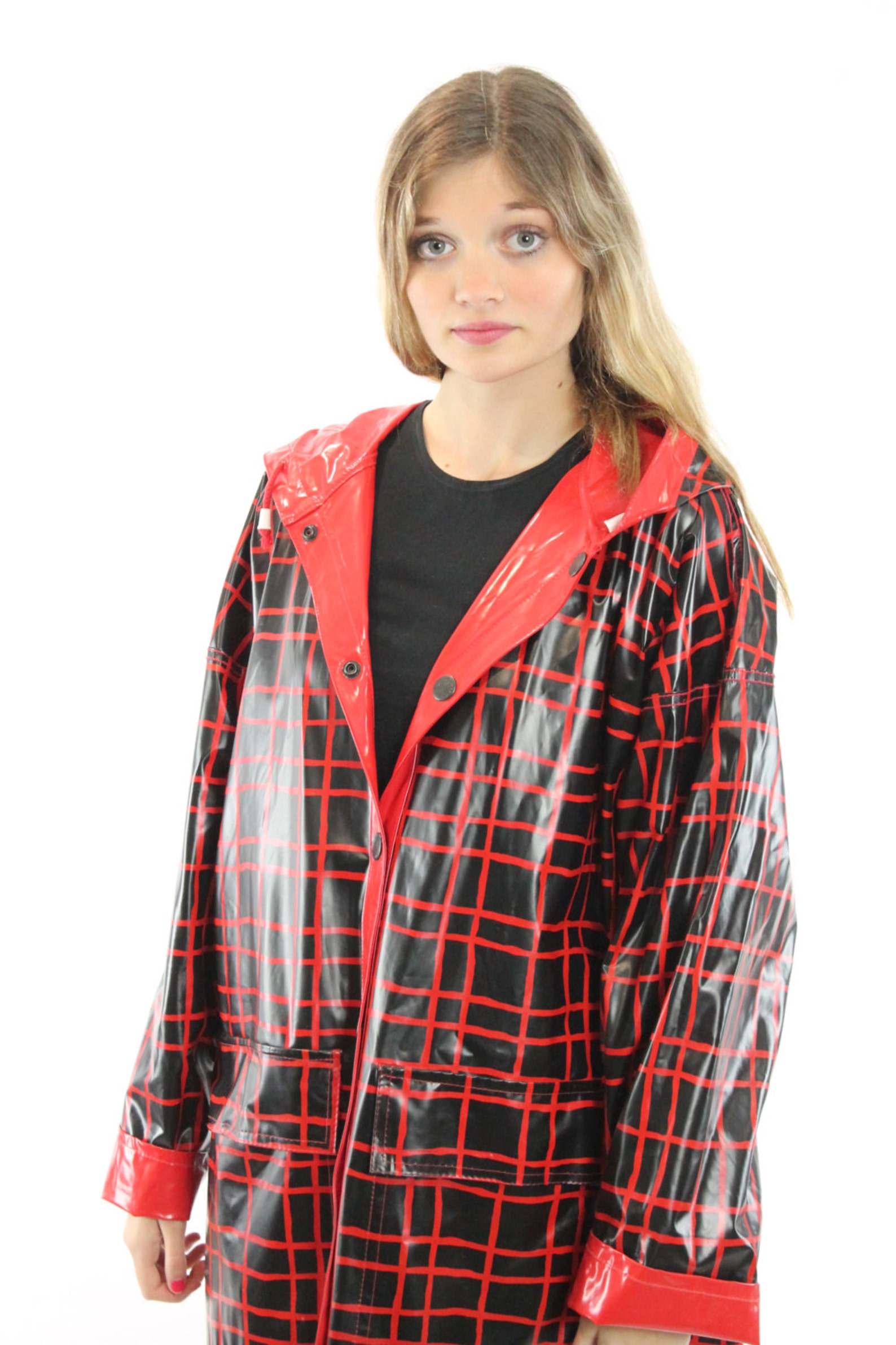 Vintage 90s Wippette Raincoat Vinyl PVC Slicker Hooded Etsy