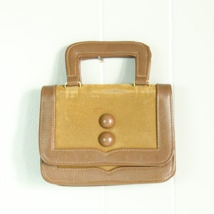 Bolso pequeño marrón de los años 60, monedero vintage de los años 60