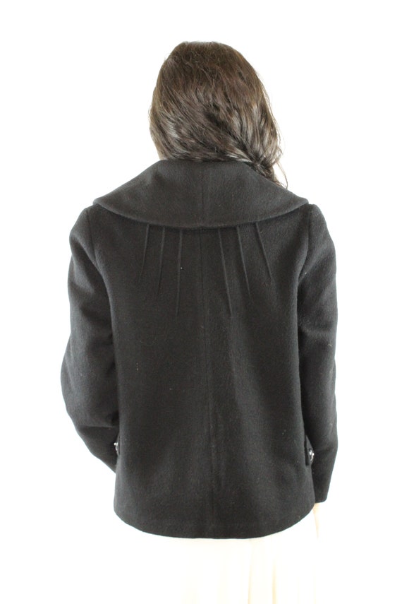 50's Black Wool Coat Medium M - image 5