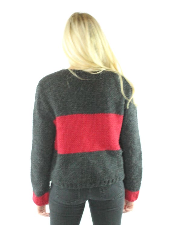 90's Dolce & Gabbana Sweater Grey Red Wool Large L - image 6