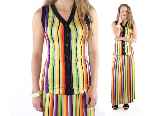 70's Maxi Skirt Vest Set Small S - image 1