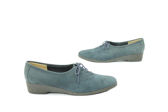 Vintage 70s Salvatore Ferragamo Oxford Shoes Blue