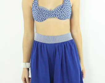 80s Catalina Bikini Blue Small S