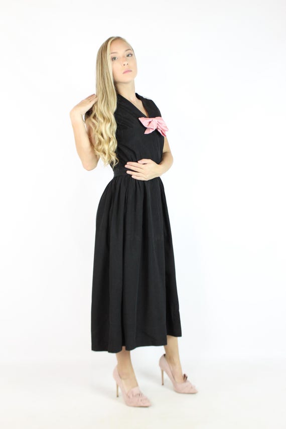 Vintage 40's Black Party Dress Small S - image 6
