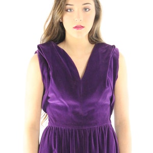 50's Purple Velvet Dress Small S image 3