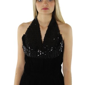 40's Black Velvet Party Dress Small S image 3