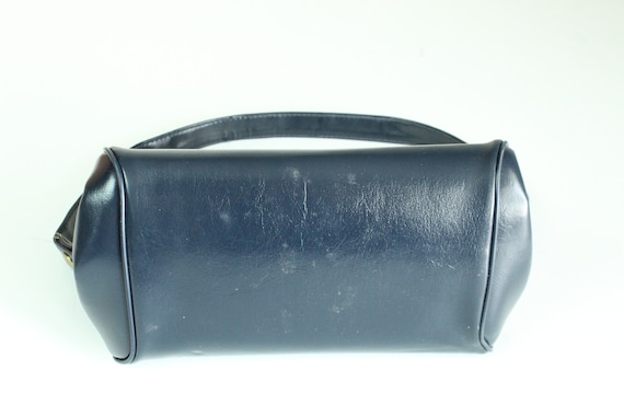 60's Navy Blue Vinyl Handbag Vintage 1960's - image 5