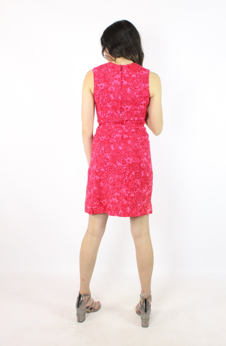 60's Pink Floral Mini Dress Small S image 5
