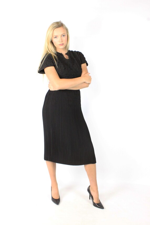 50's Black Wiggle Dress Vintage 1950's Small S - image 2