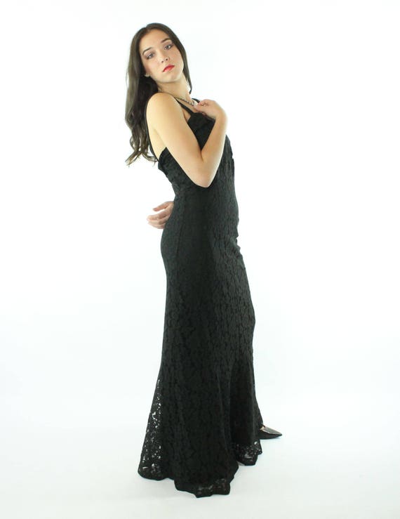30's Black Lace Cocktail Dress Small S - image 4