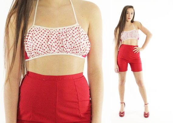 red and white halter top