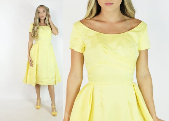 60's Yellow Prom Dress XS X-Small - image 1