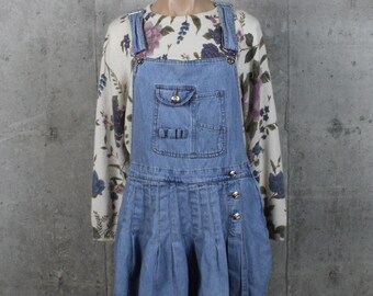 90er Denim Overall Shorts Romper Medium M