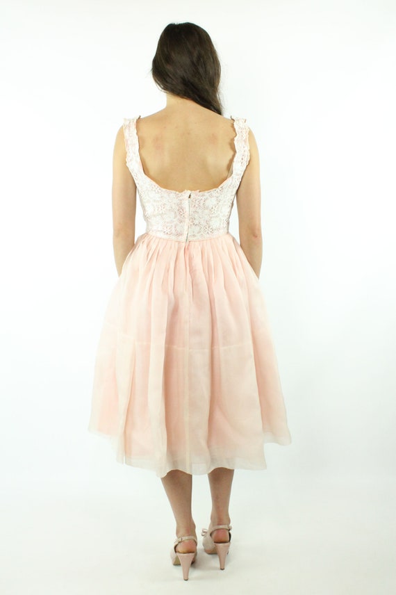 50's Pink Full Party Dress Small - image 5