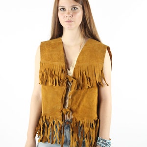 70s Suede Fringe Vest Large L
