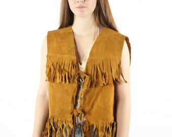 70s Suede Fringe Vest Large L